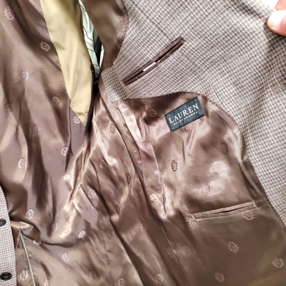 LAUREN RALPH LAUREN Brown/Cream Lexington BLAZER 46R NWT! Msrp:$295 - Picture 7 of 9